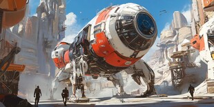 未来城市中的巨型机械装置