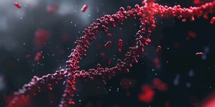 红色DNA双螺旋结构画面