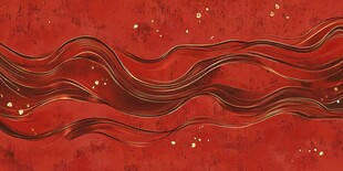 红色金纹波浪背景图
