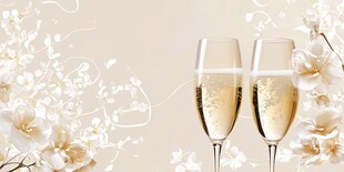 香槟与花卉营造浪漫氛围