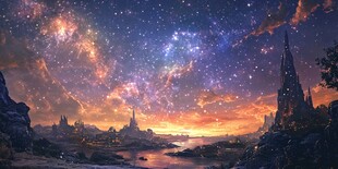 梦幻星空下的奇幻壮丽景观