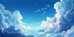 梦幻蓝天与蓬松云朵