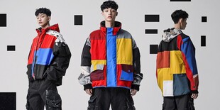 多彩拼接男士时尚羽绒服