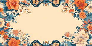 花卉环绕的精美装饰背景