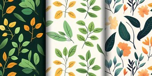 清新叶系植物图案背景