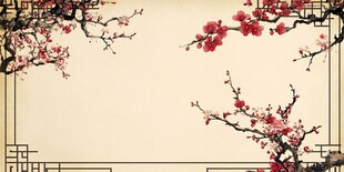 中式梅花边框古风背景图