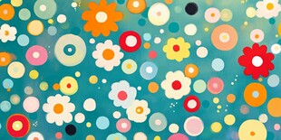 多彩花卉圆点装饰背景图