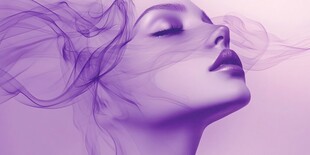 梦幻紫雾中的女性面容