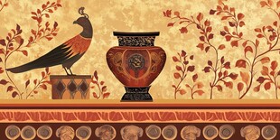 复古花鸟陶罐装饰画