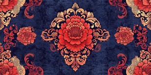 中式复古牡丹花纹样图案