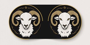 双羊图案徽章设计