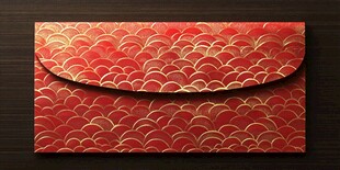中式红金花纹精美信封