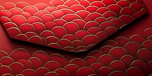 红色鱼鳞纹质感布料图案