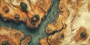 奇幻风格手绘地图景观