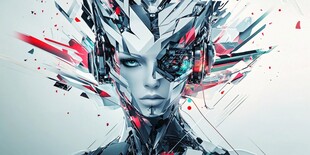 未来机械女性头像艺术设计