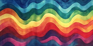 绚丽多彩的波浪形水彩图案