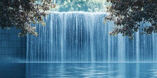 梦幻水帘景观 水流潺潺
