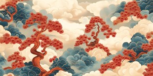 中式云松图 古韵意境美