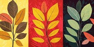 三色叶饰图案设计素材