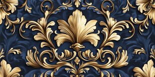 蓝底金色欧式奢华花纹图案