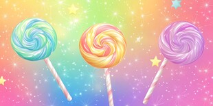 梦幻炫彩棒棒糖插画
