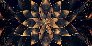 金色幻彩花朵星空背景图