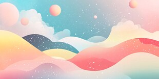 梦幻多彩的天空与波浪景观