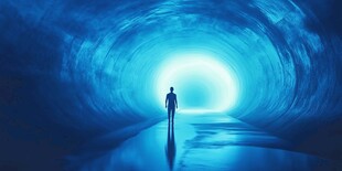 走向光明隧道的孤独身影