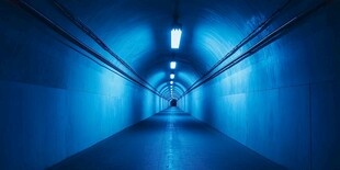 蓝色深邃地下隧道空间