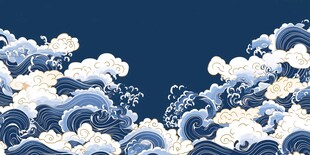 中式海浪纹样背景图
