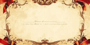 复古红丝带装饰边框背景图