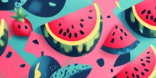 夏日缤纷水果插画图案
