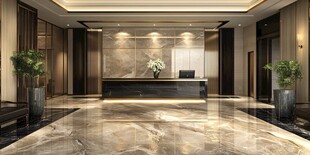 豪华大气的酒店大堂前台