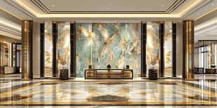 豪华大理石装饰的酒店大堂