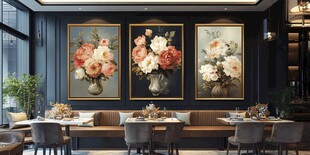 餐厅花卉挂画营造优雅氛围