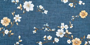 蓝底花卉图案纹理布料