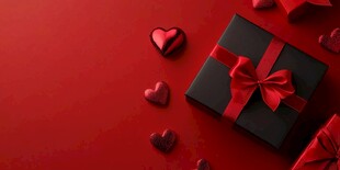 红色浪漫 爱心与精美礼盒