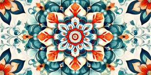 绚丽多彩花卉曼陀罗图案