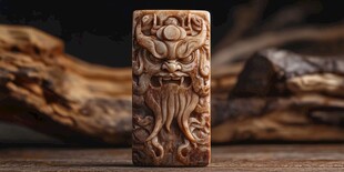 兽面纹木雕挂件