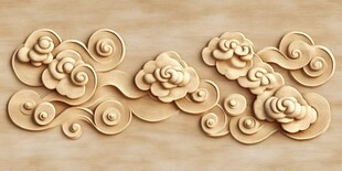 中式木雕云纹花卉装饰图案