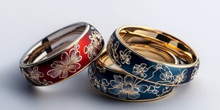 彩纹精美戒指三件套