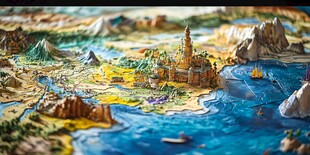 奇幻立体地图中的梦幻世界