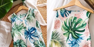 热带风情印花时尚连衣裙