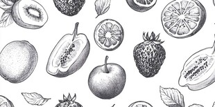手绘黑白水果图案纹理