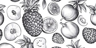 手绘水果图案无缝背景图