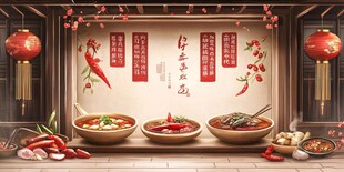 新春辣味美食欢庆场景