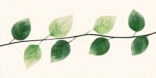 嫩绿叶片串起的清新枝条