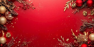 红色圣诞装饰边框背景图