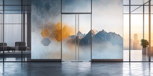 现代办公室的艺术玻璃隔断