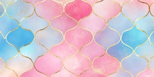 梦幻水彩鱼鳞纹背景图案